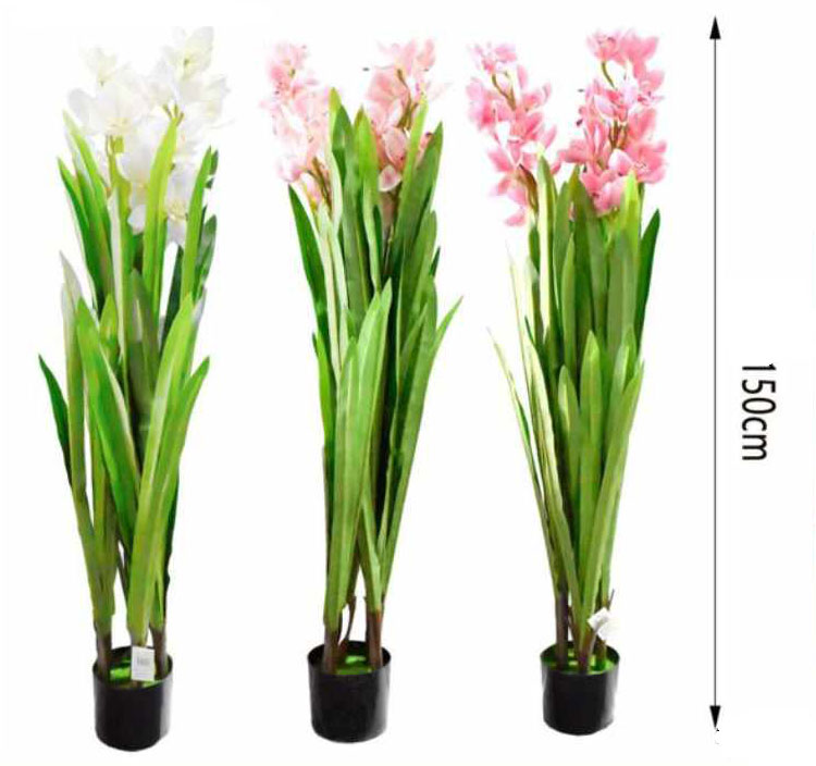 150cm Τεχνητό Διακοσμητικό Φυτό Λευκή Ορχιδέα Cymbidium σε Γλάστρα 150cm Τεχνητό Διακοσμητικό Φυτό Λευκή Ορχιδέα Cymbidium σε Γλάστρα