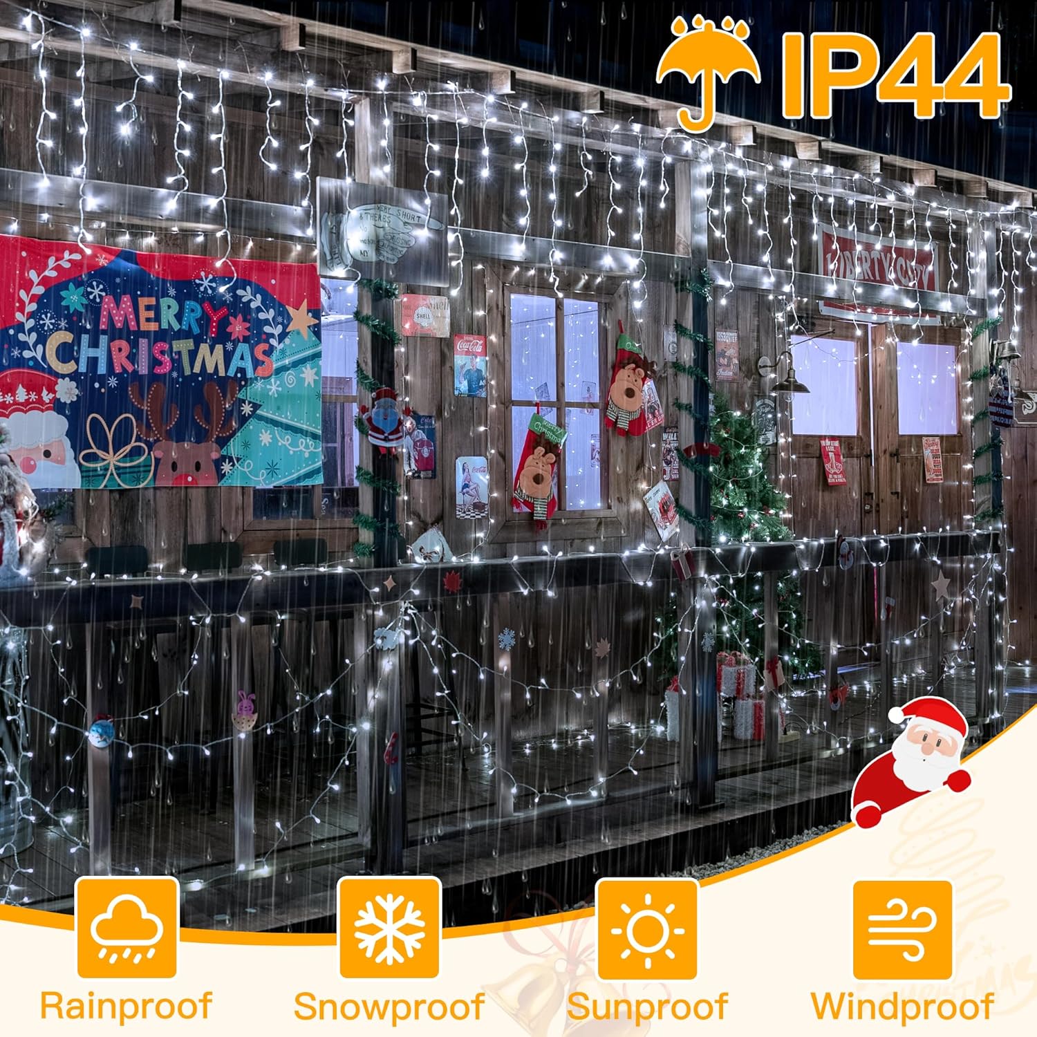 20x0,60m Αδιάβροχα Χριστουγεννιάτικα Λαμπάκια - Κουρτίνα Βροχή - 400 LED Λευκού Ψυχρού Φωτισμού - AIGOSTAR 20x0,60m Αδιάβροχα Χριστουγεννιάτικα Λαμπάκια - Κουρτίνα Βροχή - 400 LED Λευκού Ψυχρού Φωτισμού - AIGOSTAR
