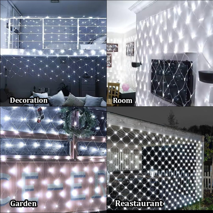 1,5x1,5m Χριστουγεννιάτικα Λαμπάκια Ρεύματος - Δίχτυ με Λευκό Ψυχρό Φωτισμό, 8 Προγράμματα Λειτουργίας και Διάφανο Καλώδιο - AIGOSTAR 1,5x1,5m Χριστουγεννιάτικα Λαμπάκια Ρεύματος - Δίχτυ με Λευκό Ψυχρό Φωτισμό, 8 Προγράμματα Λειτουργίας και Διάφανο Καλώδιο - AIGOSTAR