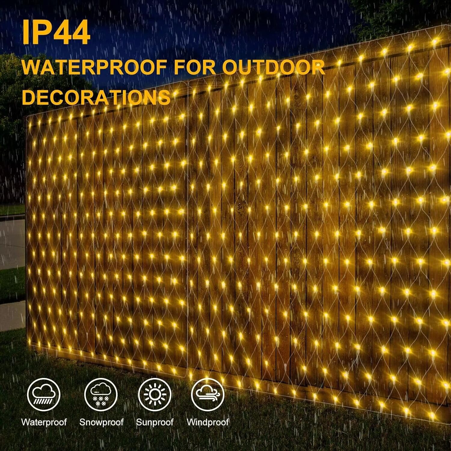 1,5x1,5m Χριστουγεννιάτικα Λαμπάκια Ρεύματος - Δίχτυ με Λευκό Θερμό Φωτισμό, 8 Προγράμματα Λειτουργίας και Διάφανο Καλώδιο - AIGOSTAR 1,5x1,5m Χριστουγεννιάτικα Λαμπάκια Ρεύματος - Δίχτυ με Λευκό Θερμό Φωτισμό, 8 Προγράμματα Λειτουργίας και Διάφανο Καλώδιο - AIGOSTAR