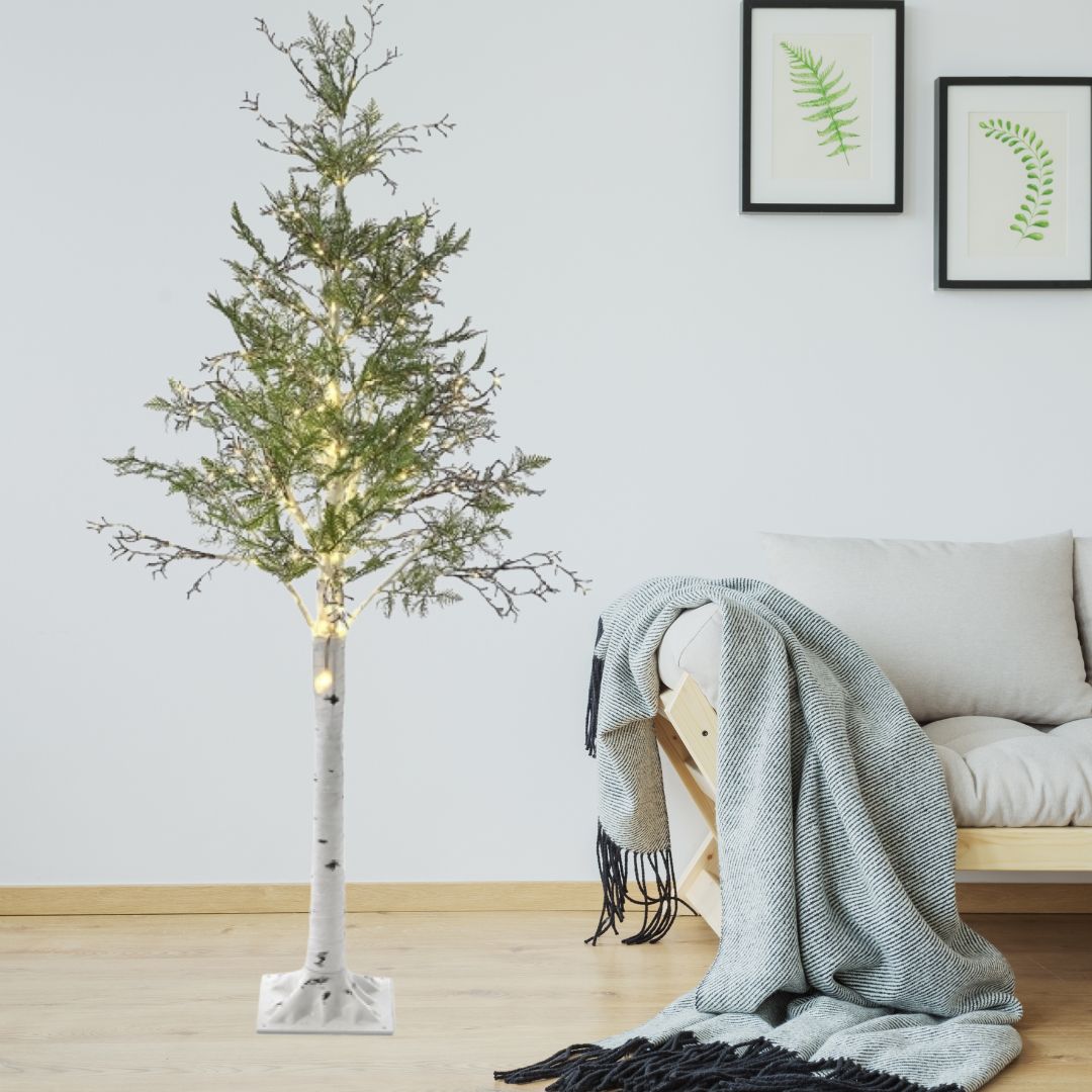 180cm Χριστουγεννιάτικο Δέντρο με 144 LED Θερμού Λευκού Φωτισμού & Λευκό Κορμό 180cm Χριστουγεννιάτικο Δέντρο με 144 LED Θερμού Λευκού Φωτισμού & Λευκό Κορμό