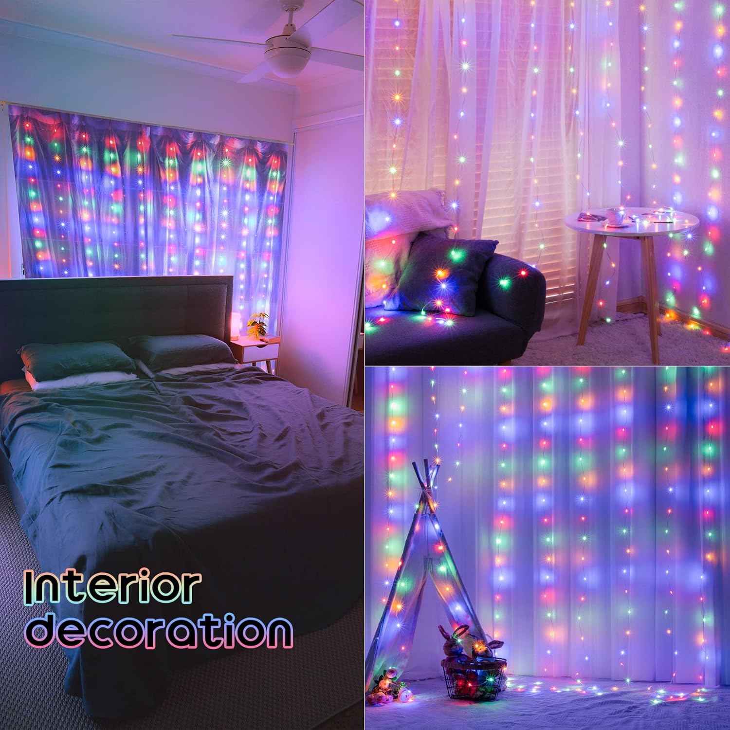 1x1m Χριστουγεννιάτικα Λαμπάκια Ρεύματος - Κουρτίνα με Πολύχρωμο RGBY Φωτισμό, 8 Προγράμματα Λειτουργίας και Διάφανο Καλώδιο - AIGOSTAR 1x1m Χριστουγεννιάτικα Λαμπάκια Ρεύματος - Κουρτίνα με Πολύχρωμο RGBY Φωτισμό, 8 Προγράμματα Λειτουργίας και Διάφανο Καλώδιο - AIGOSTAR