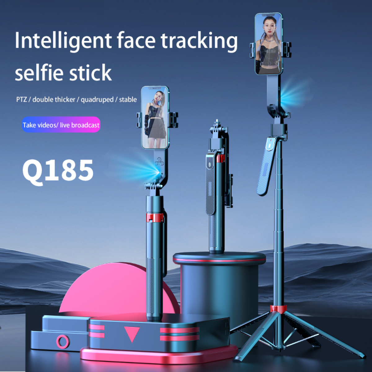 2 in 1 AI Selfie Stick & Gimbal Q185 με Αυτόματη Παρακολούθηση Προσώπου, Περιστροφή 360°, Τρίποδο & Ασύρματο Τηλεχειριστήριο 2 in 1 AI Selfie Stick & Gimbal Q185 με Αυτόματη Παρακολούθηση Προσώπου, Περιστροφή 360°, Τρίποδο & Ασύρματο Τηλεχειριστήριο
