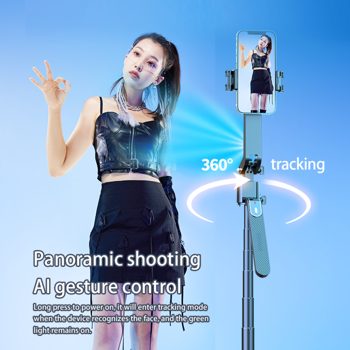 2 in 1 AI Selfie Stick & Gimbal Q185 με Αυτόματη Παρακολούθηση Προσώπου, Περιστροφή 360°, Τρίποδο & Ασύρματο Τηλεχειριστήριο 2 in 1 AI Selfie Stick & Gimbal Q185 με Αυτόματη Παρακολούθηση Προσώπου, Περιστροφή 360°, Τρίποδο & Ασύρματο Τηλεχειριστήριο