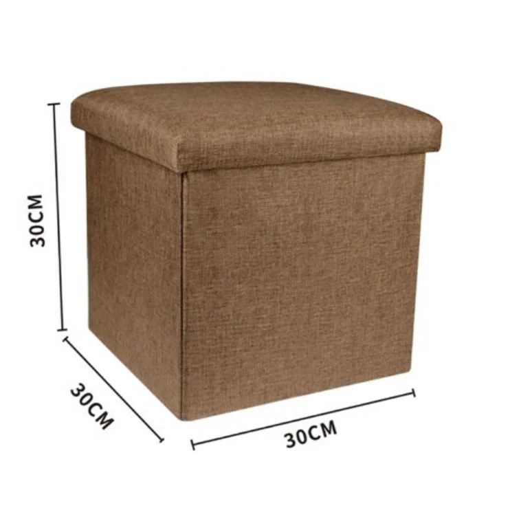 2 σε 1 Αναδιπλούμενο Σκαμπό - Κουτί Αποθήκευσης με Υφασμάτινη Επένδυση - 30 x 30 x 30 cm Καφέ 2 σε 1 Αναδιπλούμενο Σκαμπό - Κουτί Αποθήκευσης με Υφασμάτινη Επένδυση - 30 x 30 x 30 cm Καφέ