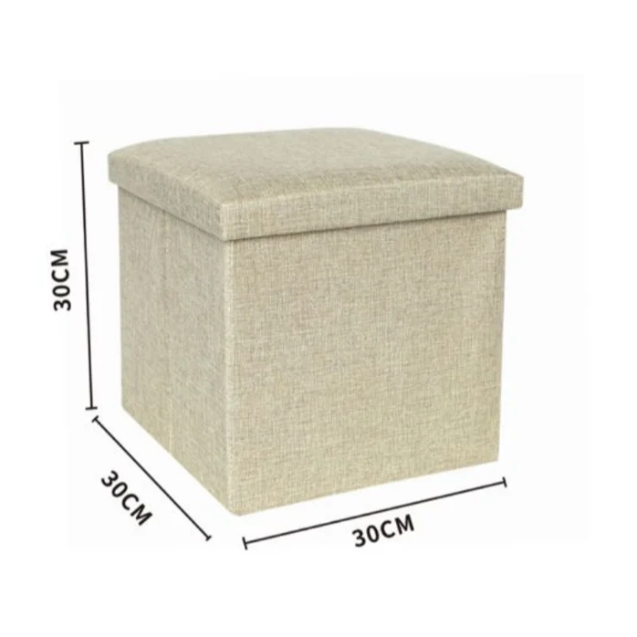 2 σε 1 Αναδιπλούμενο Σκαμπό - Κουτί Αποθήκευσης με Υφασμάτινη Επένδυση - 30 x 30 x 30 cm Μπεζ 2 σε 1 Αναδιπλούμενο Σκαμπό - Κουτί Αποθήκευσης με Υφασμάτινη Επένδυση - 30 x 30 x 30 cm Μπεζ