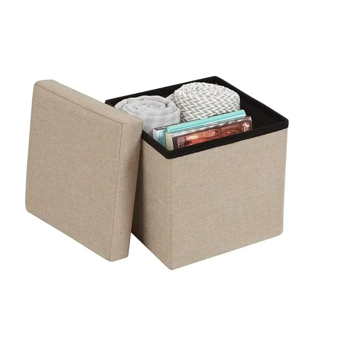 2 σε 1 Αναδιπλούμενο Σκαμπό - Κουτί Αποθήκευσης με Υφασμάτινη Επένδυση - 30 x 30 x 30 cm Μπεζ 2 σε 1 Αναδιπλούμενο Σκαμπό - Κουτί Αποθήκευσης με Υφασμάτινη Επένδυση - 30 x 30 x 30 cm Μπεζ