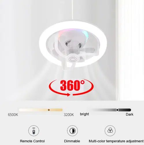 2 σε 1 Ανεμιστήρας Οροφής και Λάμπα LED RGB 500W με Τηλεχειριστήριο 280x180mm 2 σε 1 Ανεμιστήρας Οροφής και Λάμπα LED RGB 500W με Τηλεχειριστήριο 280x180mm