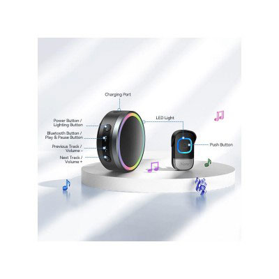 2 σε 1 Ασύρματο Αδιάβροχο Επαναφορτιζόμενο Κουδούνι Πόρτας Εμβέλειας 400m με Ηχείο Bluetooth 2 σε 1 Ασύρματο Αδιάβροχο Επαναφορτιζόμενο Κουδούνι Πόρτας Εμβέλειας 400m με Ηχείο Bluetooth