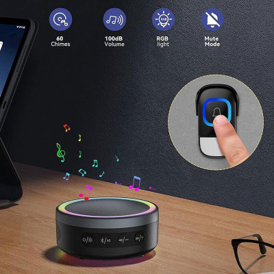 2 σε 1 Ασύρματο Αδιάβροχο Επαναφορτιζόμενο Κουδούνι Πόρτας Εμβέλειας 400m με Ηχείο Bluetooth 2 σε 1 Ασύρματο Αδιάβροχο Επαναφορτιζόμενο Κουδούνι Πόρτας Εμβέλειας 400m με Ηχείο Bluetooth