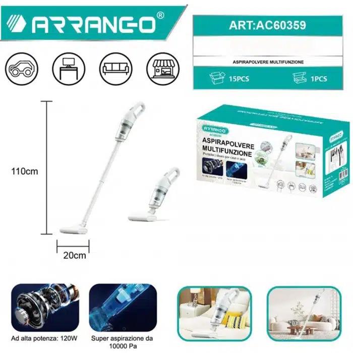 2 σε 1 Επαναφορτιζόμενη Σκούπα Stick και Χειρός 1200W Λευκή ARRANGO 2 σε 1 Επαναφορτιζόμενη Σκούπα Stick και Χειρός 1200W Λευκή ARRANGO