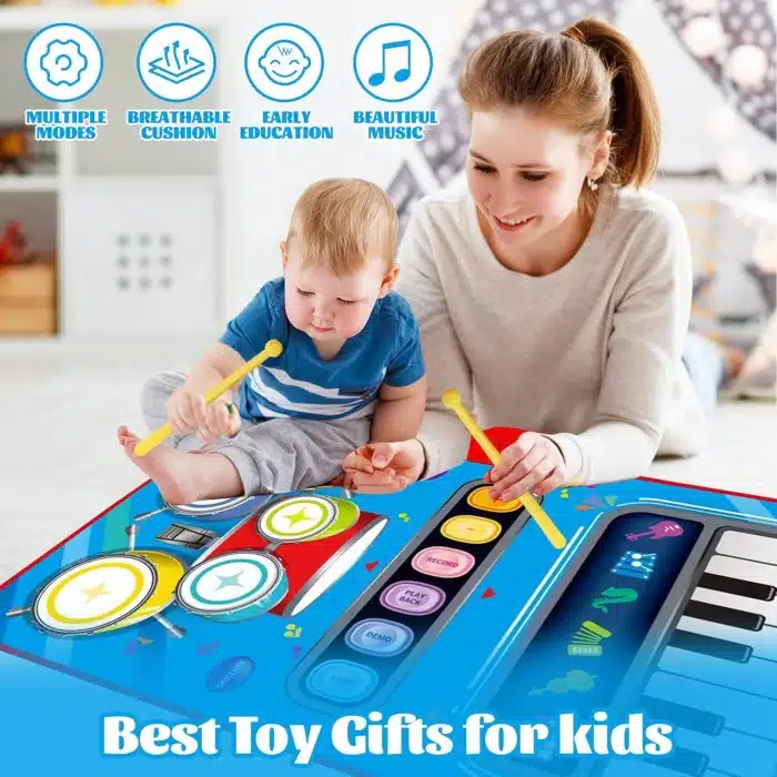 2 σε 1 Μουσικό Χαλί Παιχνιδιού - Πιάνο & Ντραμς με Ηχητικά Εφέ 80 x 50 x 9.6cm 2 σε 1 Μουσικό Χαλί Παιχνιδιού - Πιάνο & Ντραμς με Ηχητικά Εφέ 80 x 50 x 9.6cm