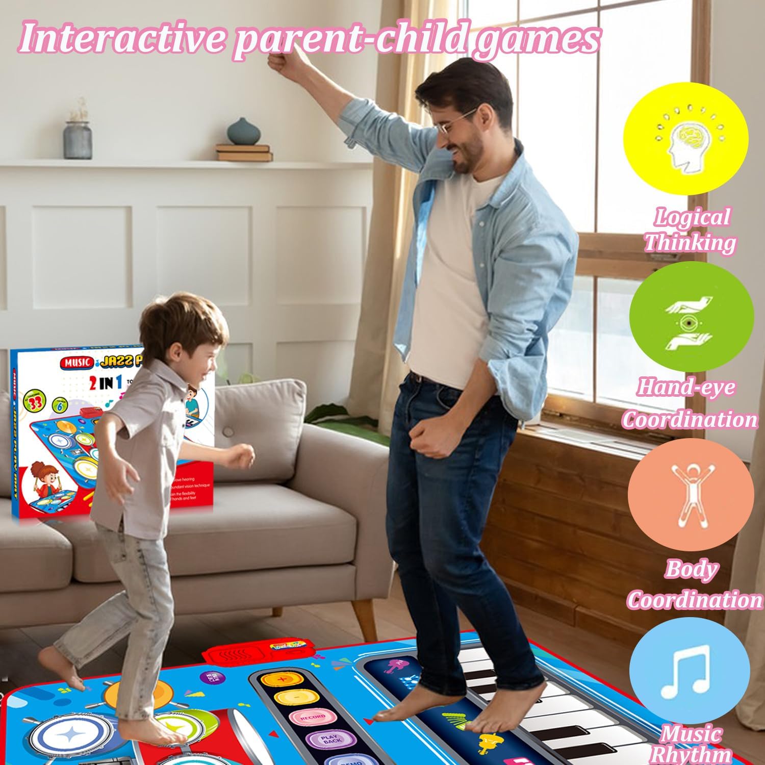 2 σε 1 Μουσικό Χαλί Παιχνιδιού - Πιάνο & Ντραμς με Ηχητικά Εφέ 80 x 50 x 9.6cm 2 σε 1 Μουσικό Χαλί Παιχνιδιού - Πιάνο & Ντραμς με Ηχητικά Εφέ 80 x 50 x 9.6cm