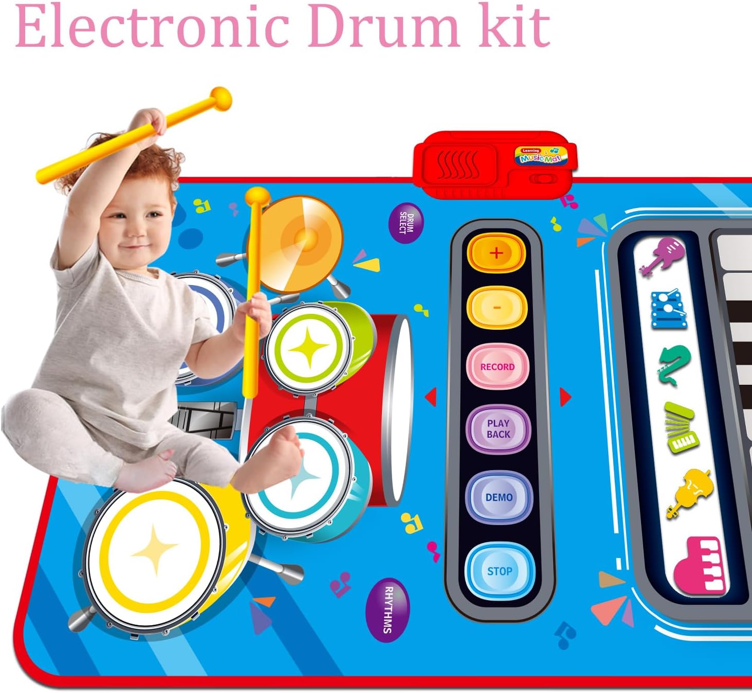 2 σε 1 Μουσικό Χαλί Παιχνιδιού - Πιάνο & Ντραμς με Ηχητικά Εφέ 80 x 50 x 9.6cm 2 σε 1 Μουσικό Χαλί Παιχνιδιού - Πιάνο & Ντραμς με Ηχητικά Εφέ 80 x 50 x 9.6cm