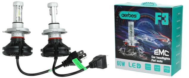 2x LED Λάμπες Αυτοκινήτου H4 F3 - 60W, 7200LM - AERBES 2x LED Λάμπες Αυτοκινήτου H4 F3 - 60W, 7200LM - AERBES