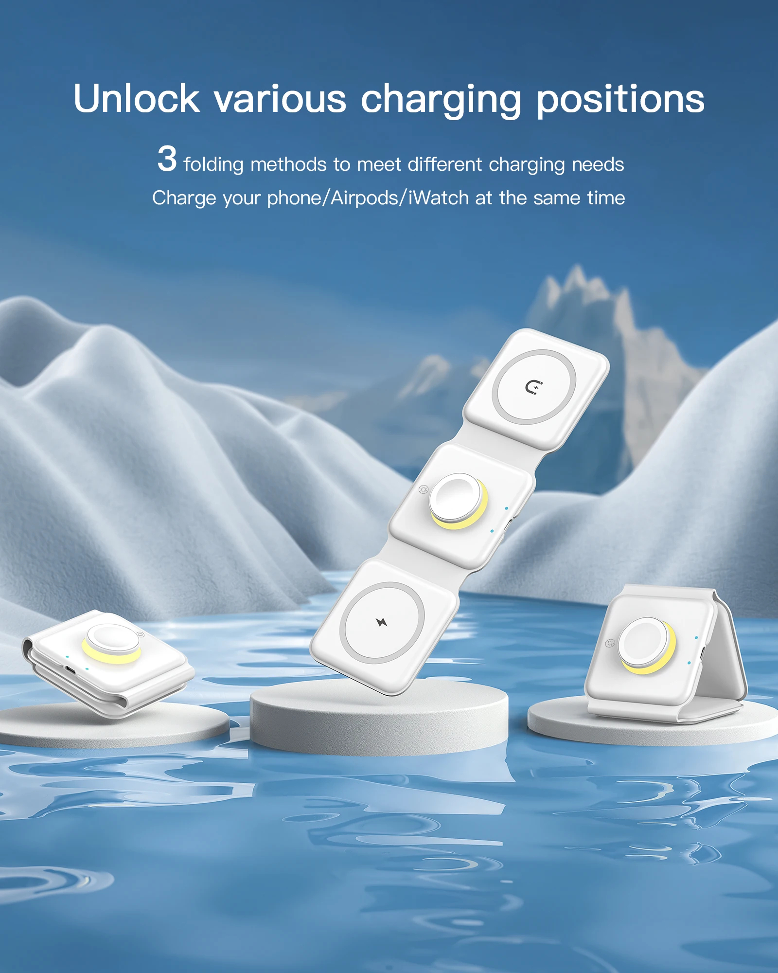 3 σε 1 Αναδιπλούμενος Ασύρματος Φορτιστής Qi Pad 18W - Για iPhone, AppleWatch και AirPods 3 σε 1 Αναδιπλούμενος Ασύρματος Φορτιστής Qi Pad 18W - Για iPhone, AppleWatch και AirPods