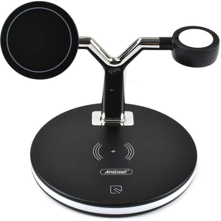 3 σε 1 Ασύρματος Φορτιστής Qi Pad 25W - Quick Charge για Smartphone, Apple Watch & AirPods - Andowl 3 σε 1 Ασύρματος Φορτιστής Qi Pad 25W - Quick Charge για Smartphone, Apple Watch & AirPods - Andowl