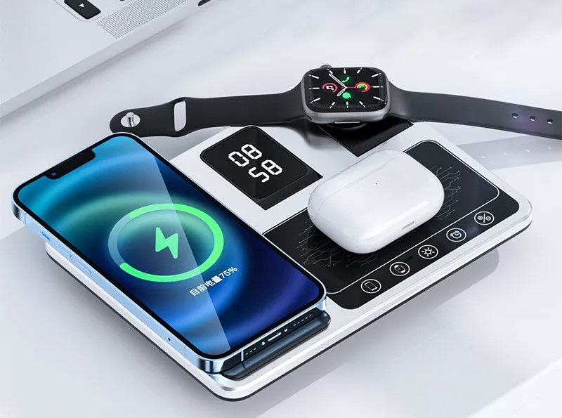 3 σε 1 Πολυλειτουργική Βάση Ασύρματης Φόρτισης Qi με Ψηφιακό Ρολόι & Φωτισμό 3 σε 1 Πολυλειτουργική Βάση Ασύρματης Φόρτισης Qi με Ψηφιακό Ρολόι & Φωτισμό