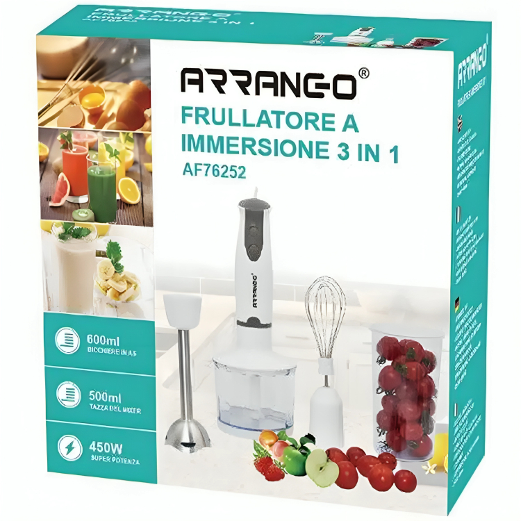3 σε 1 Ραβδομπλέντερ - Μίνι Πίμερ & Πολυκόπτης Multi 450W με Ανοξείδωτη Ράβδο - ARRANGO 3 σε 1 Ραβδομπλέντερ - Μίνι Πίμερ & Πολυκόπτης Multi 450W με Ανοξείδωτη Ράβδο - ARRANGO