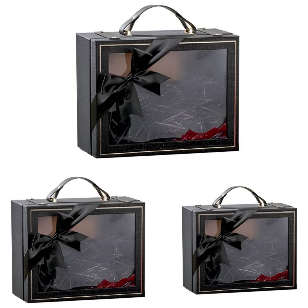 3 τμχ Σετ Κουτιά Δώρου Πολυτελείας με Λαβή & Κορδέλα 3 τμχ Σετ Κουτιά Δώρου Πολυτελείας με Λαβή & Κορδέλα
