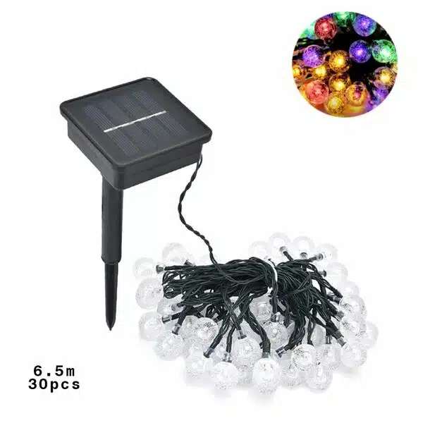 30 Αδιάβροχα Ηλιακά Πολύχρωμα Λαμπάκια-Διαφανής Μπάλες LED RGB 6.5μ με 8 Λειτουργίες Φωτισμού 30 Αδιάβροχα Ηλιακά Πολύχρωμα Λαμπάκια-Διαφανής Μπάλες LED RGB 6.5μ με 8 Λειτουργίες Φωτισμού