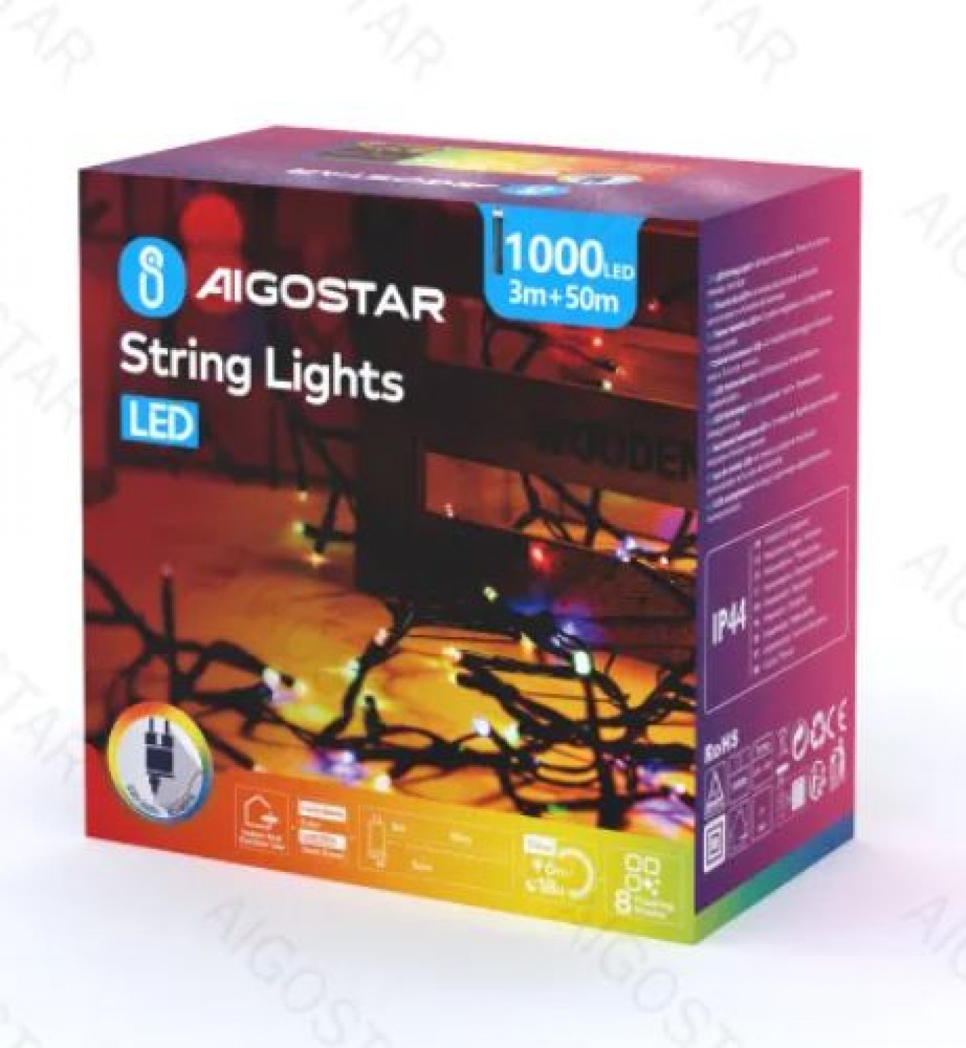 50m Αδιάβροχα IP44 Χριστουγεννιάτικα Λαμπάκια Ρεύματος με Πολύχρωμο RGBY Φωτισμό και 8 Προγράμματα Λειτουργίας - AIGOSTAR 50m Αδιάβροχα IP44 Χριστουγεννιάτικα Λαμπάκια Ρεύματος με Πολύχρωμο RGBY Φωτισμό και 8 Προγράμματα Λειτουργίας - AIGOSTAR