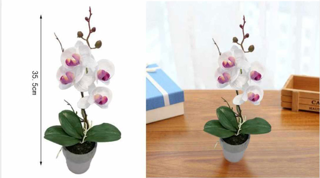 35.5cm Τεχνητή Διακοσμητική Λευκή Ορχιδέα σε Γλάστρα 35.5cm Τεχνητή Διακοσμητική Λευκή Ορχιδέα σε Γλάστρα