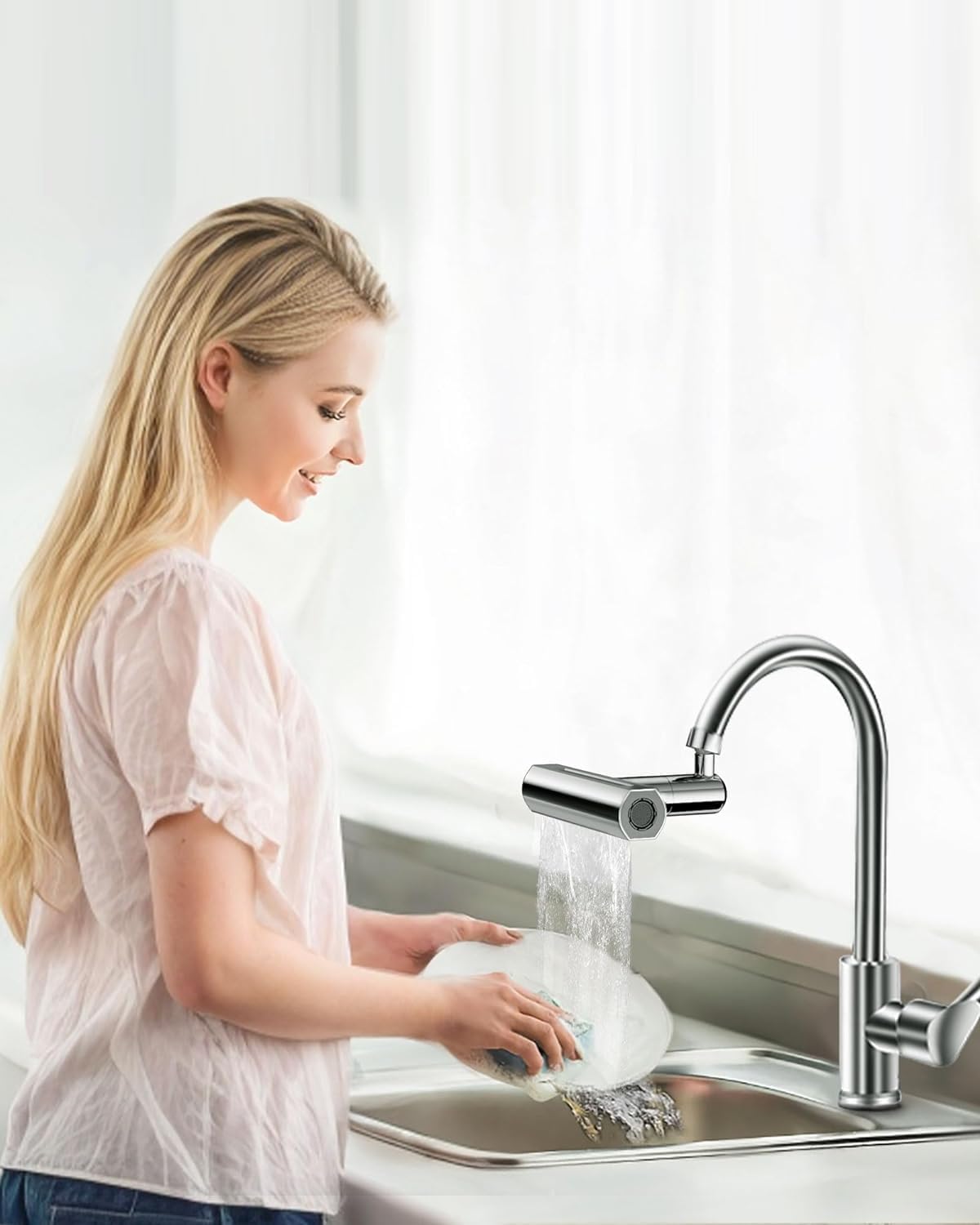 360° Περιστρεφόμενη Επέκταση Βρύσης Νεροχύτη Κουζίνας με 4 Επιλογές Ροής 360° Περιστρεφόμενη Επέκταση Βρύσης Νεροχύτη Κουζίνας με 4 Επιλογές Ροής