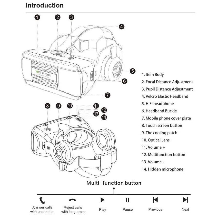 3D VR Headset Ρυθμιζόμενα Γυαλιά Εικονικής Πραγματικότητας με Ακουστικά Shinecon για Smartphone Κινητά 4.7 έως 6 Ίντσες 3D VR Headset Ρυθμιζόμενα Γυαλιά Εικονικής Πραγματικότητας με Ακουστικά Shinecon για Smartphone Κινητά 4.7 έως 6 Ίντσες