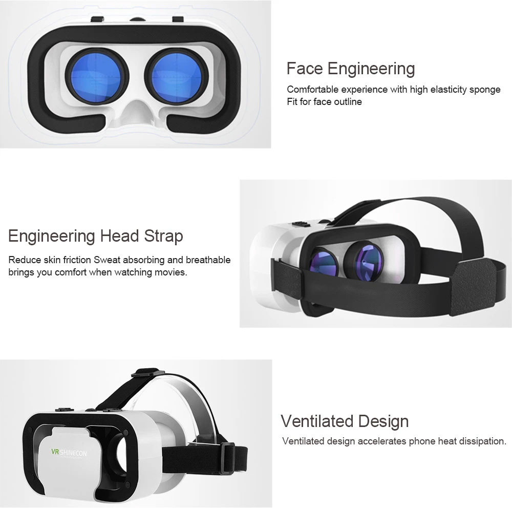 3D VR Headset Ρυθμιζόμενα Γυαλιά Εικονικής Πραγματικότητας Shinecon για Smartphone Κινητά 4.7 έως 6 Ίντσες 3D VR Headset Ρυθμιζόμενα Γυαλιά Εικονικής Πραγματικότητας Shinecon για Smartphone Κινητά 4.7 έως 6 Ίντσες