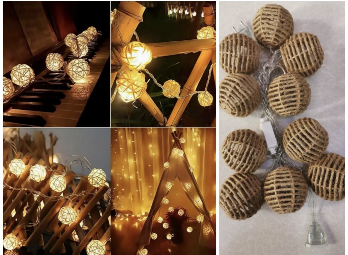 3m Χριστουγεννιάτικη Διακοσμητική Γιρλάντα με 10 LED Μπάλες Ρατάν 3m Χριστουγεννιάτικη Διακοσμητική Γιρλάντα με 10 LED Μπάλες Ρατάν