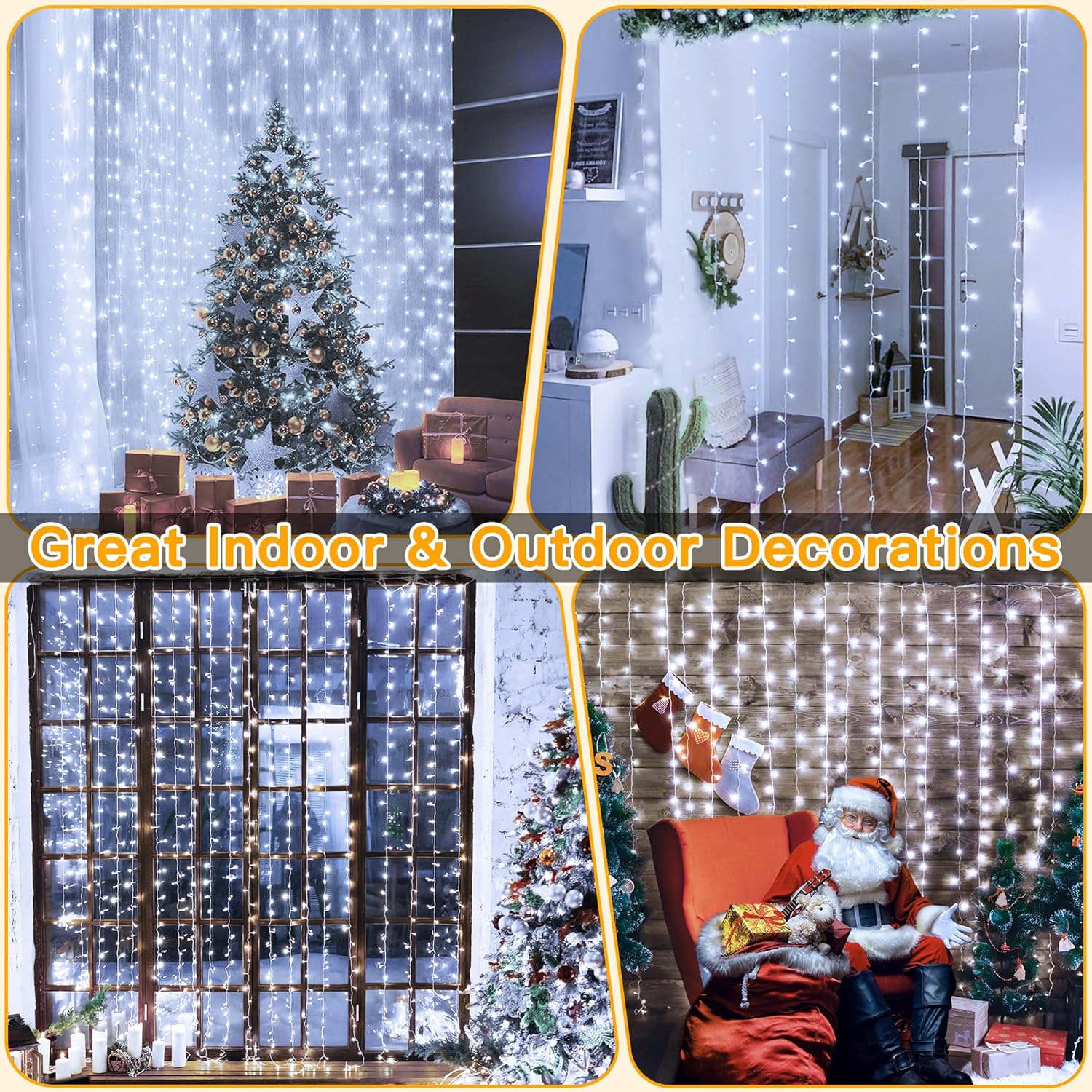 1x1m Χριστουγεννιάτικα Λαμπάκια Ρεύματος - Κουρτίνα με Λευκό Ψυχρό Φωτισμό, 8 Προγράμματα Λειτουργίας και Διάφανο Καλώδιο - AIGOSTAR 1x1m Χριστουγεννιάτικα Λαμπάκια Ρεύματος - Κουρτίνα με Λευκό Ψυχρό Φωτισμό, 8 Προγράμματα Λειτουργίας και Διάφανο Καλώδιο - AIGOSTAR