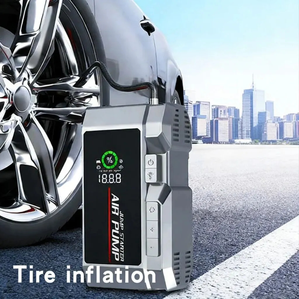 4 σε 1 Φορητός Εκκινητής Μπαταρίας 12V με Αεροσυμπιεστή, Power Bank 8000 mAh & Φακό LED 4 σε 1 Φορητός Εκκινητής Μπαταρίας 12V με Αεροσυμπιεστή, Power Bank 8000 mAh & Φακό LED