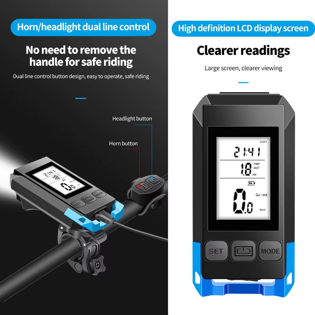 4 σε 1 Υπολογιστής Ποδηλάτου GPS με Ταχύμετρο, Φως & Ηχείο 4 σε 1 Υπολογιστής Ποδηλάτου GPS με Ταχύμετρο, Φως & Ηχείο