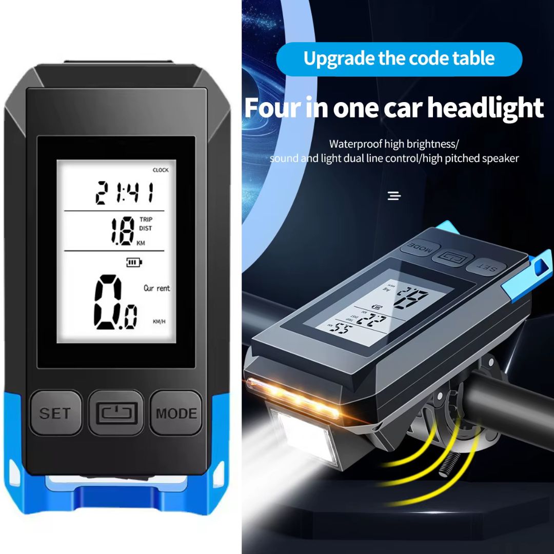 4 σε 1 Υπολογιστής Ποδηλάτου GPS με Ταχύμετρο, Φως & Ηχείο 4 σε 1 Υπολογιστής Ποδηλάτου GPS με Ταχύμετρο, Φως & Ηχείο