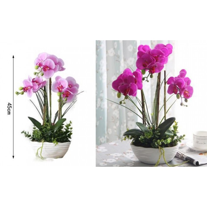 Τεχνητή Διακοσμητική Μωβ Ορχιδέα σε Γλάστρα 25 x 45cm Τεχνητή Διακοσμητική Μωβ Ορχιδέα σε Γλάστρα 25 x 45cm