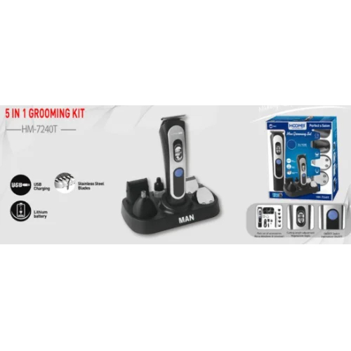 5 Σε 1 Σετ Ανδρικής Περιποίησης Επαναφορτιζόμενο με Βάση Στήριξης & Λεπίδες από Ατσάλι - Hoomei 5 Σε 1 Σετ Ανδρικής Περιποίησης Επαναφορτιζόμενο με Βάση Στήριξης & Λεπίδες από Ατσάλι - Hoomei