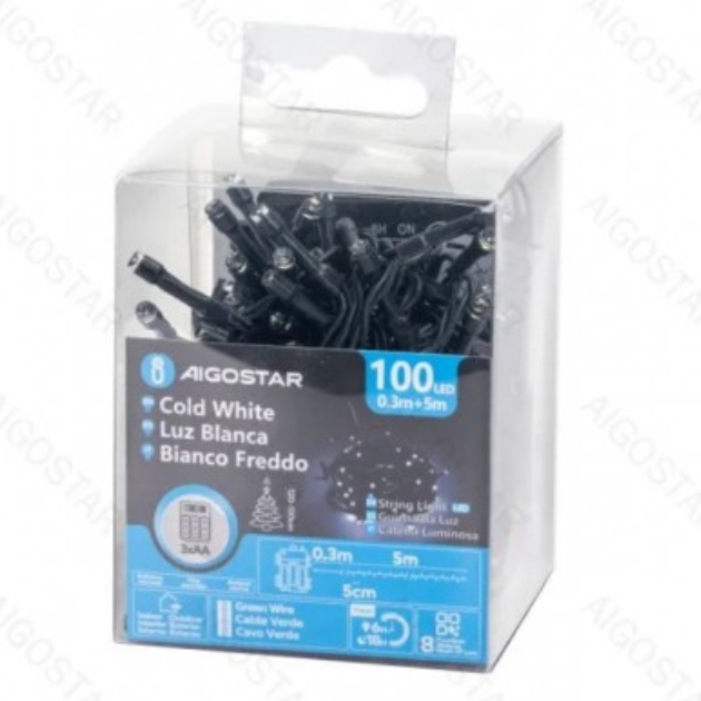 Αδιάβροχα IP44 Χριστουγεννιάτικα Λαμπάκια Μπαταρίας 5m με Ψυχρό Φωτισμό και 8 Προγράμματα Λειτουργίας - AIGOSTAR Αδιάβροχα IP44 Χριστουγεννιάτικα Λαμπάκια Μπαταρίας 5m με Ψυχρό Φωτισμό και 8 Προγράμματα Λειτουργίας - AIGOSTAR