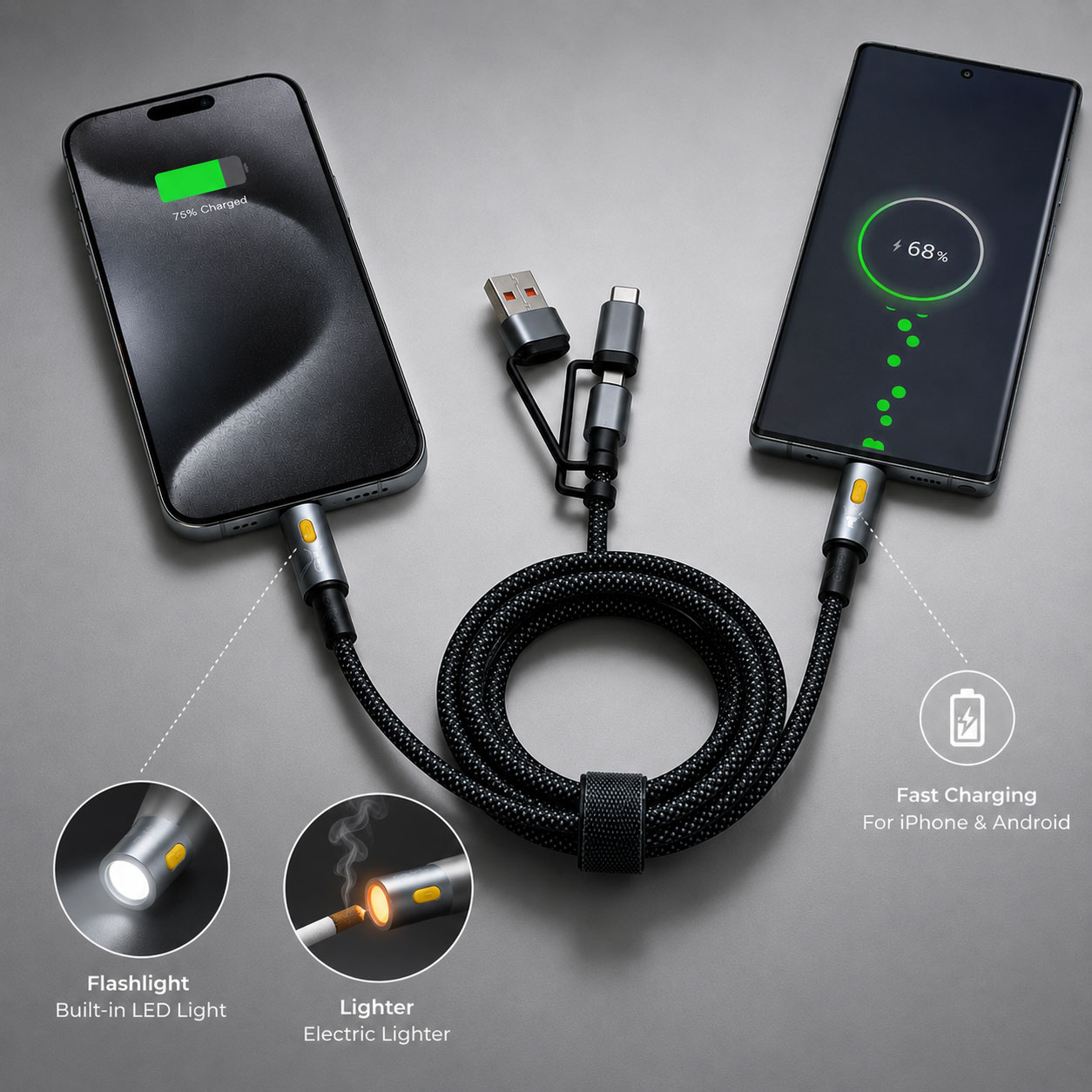 6 in 1 High Tech Καλώδιο Φόρτισης USB Συσκευών Keanos® Black Spider II 6 in 1 High Tech Καλώδιο Φόρτισης USB Συσκευών Keanos® Black Spider II