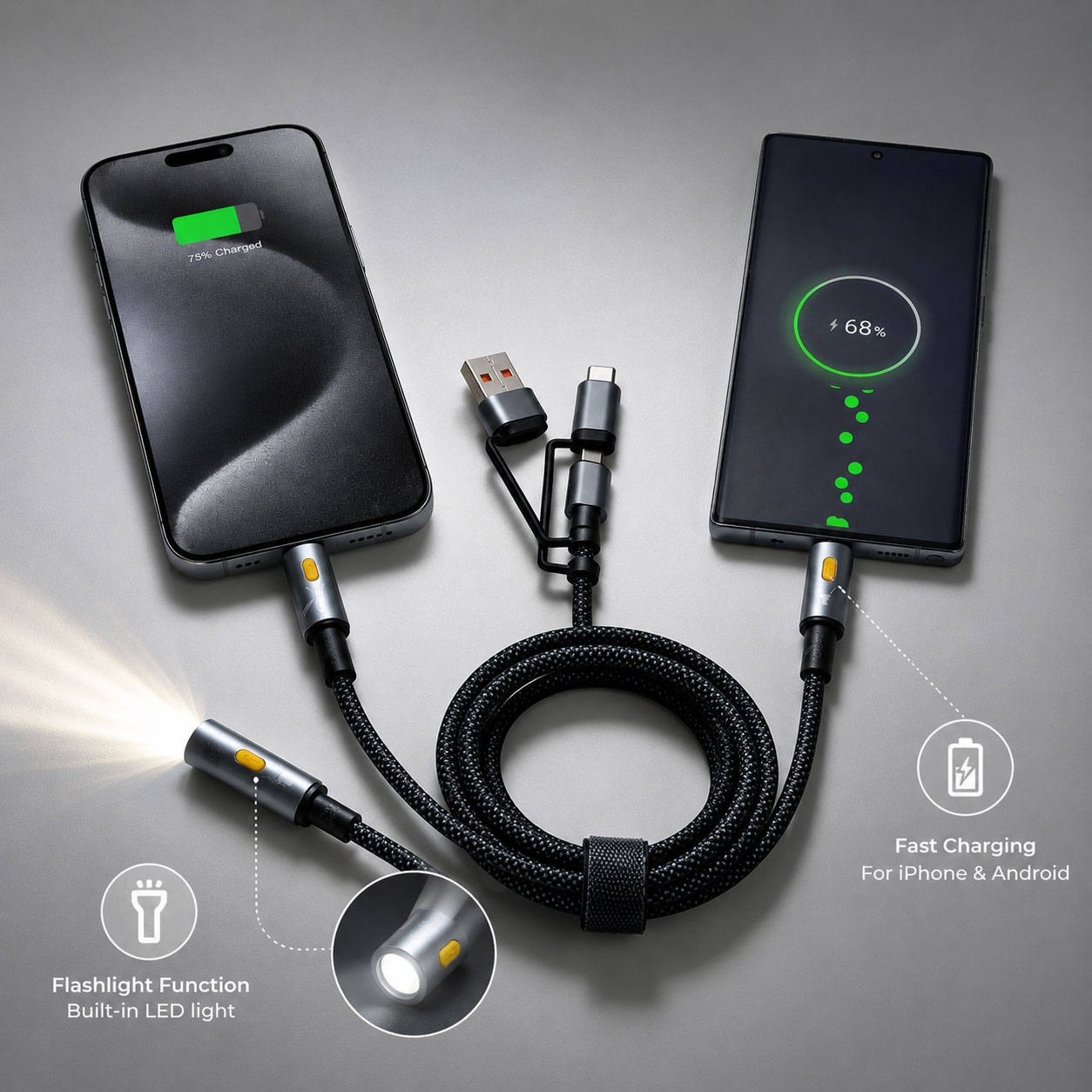 6 in 1 High Tech Καλώδιο Φόρτισης USB Συσκευών Keanos® Black Spider II 6 in 1 High Tech Καλώδιο Φόρτισης USB Συσκευών Keanos® Black Spider II