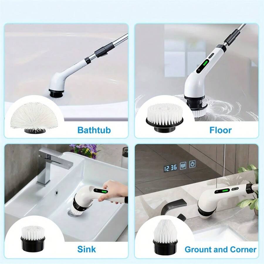 7 σε 1 Πολυλειτουργική Επαναφορτιζόμενη Περιστρεφόμενη Βούρτσα Καθαρισμού 25W με Τηλεσκοπικό Κοντάρι 7 σε 1 Πολυλειτουργική Επαναφορτιζόμενη Περιστρεφόμενη Βούρτσα Καθαρισμού 25W με Τηλεσκοπικό Κοντάρι