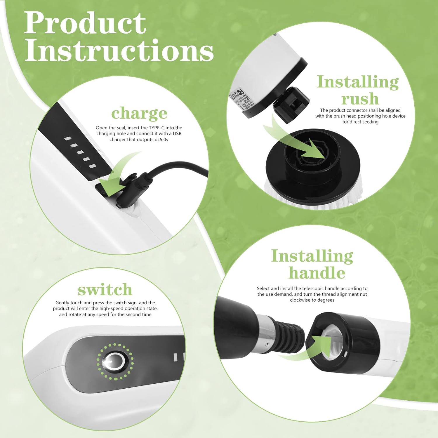 7 σε 1 Πολυλειτουργική Επαναφορτιζόμενη Περιστρεφόμενη Βούρτσα Καθαρισμού 25W με Τηλεσκοπικό Κοντάρι 7 σε 1 Πολυλειτουργική Επαναφορτιζόμενη Περιστρεφόμενη Βούρτσα Καθαρισμού 25W με Τηλεσκοπικό Κοντάρι