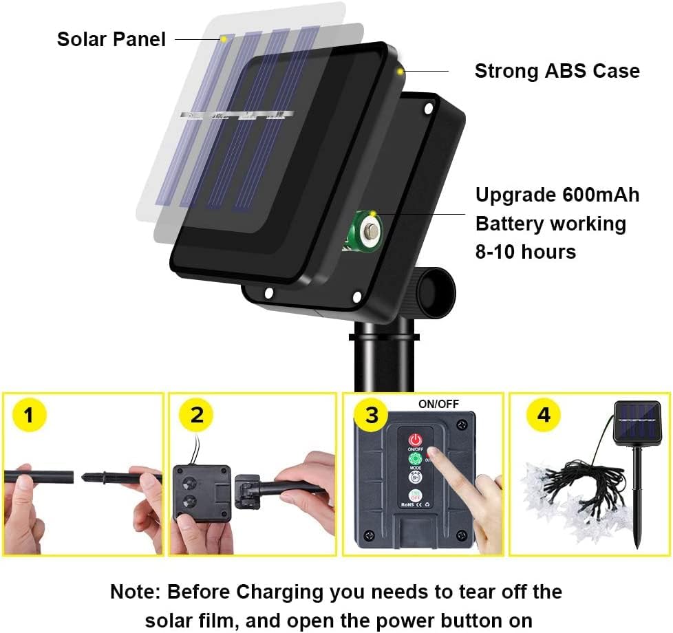 Αδιάβροχα Ηλιακά Διακοσμητικά Χριστουγεννιάτικα Φωτάκια LED Εξωτερικού Χώρου με Φωτοβολταϊκό Πάνελ Θερμού Φωτισμού Αδιάβροχα Ηλιακά Διακοσμητικά Χριστουγεννιάτικα Φωτάκια LED Εξωτερικού Χώρου με Φωτοβολταϊκό Πάνελ Θερμού Φωτισμού