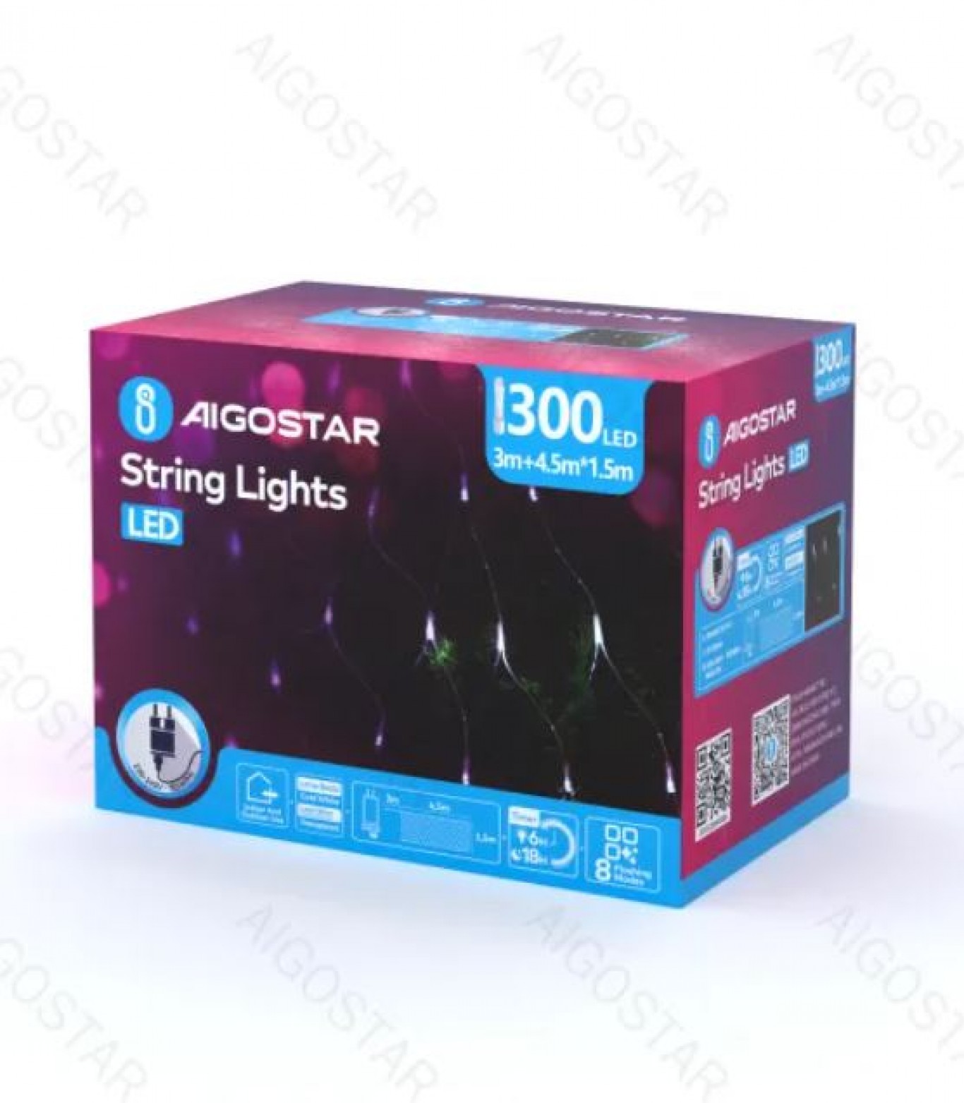 Αδιάβροχα Χριστουγεννιάτικα Λαμπάκια Πλέγμα - Δίχτυ Ρεύματος με Διάφανο Καλώδιο 1,5x4,5m με Πολύχρωμο Φωτισμό και 8 Προγράμματα Λειτουργίας 300 LED Αδιάβροχα Χριστουγεννιάτικα Λαμπάκια Πλέγμα - Δίχτυ Ρεύματος με Διάφανο Καλώδιο 1,5x4,5m με Πολύχρωμο Φωτισμό και 8 Προγράμματα Λειτουργίας 300 LED