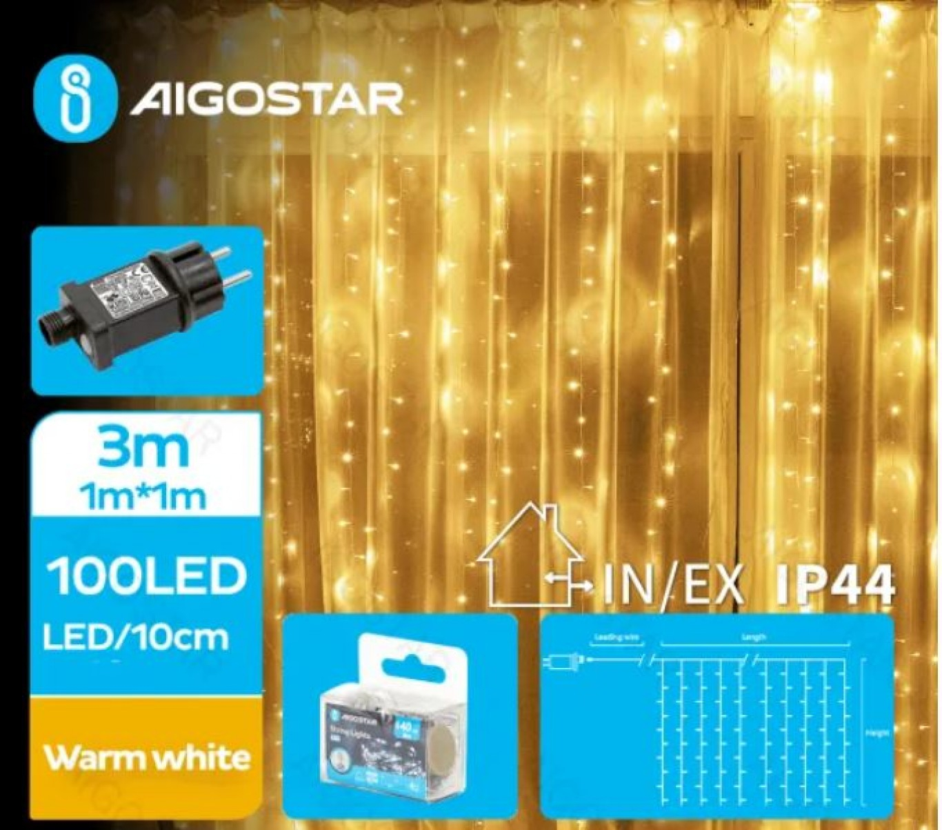 Χριστουγεννιάτικα Λαμπάκια Κουρτίνα Ρεύματος με Διάφανο Καλώδιο 1x1m με Θερμό Φωτισμό και 8 Προγράμματα Λειτουργίας Χριστουγεννιάτικα Λαμπάκια Κουρτίνα Ρεύματος με Διάφανο Καλώδιο 1x1m με Θερμό Φωτισμό και 8 Προγράμματα Λειτουργίας