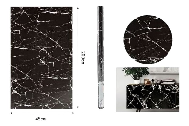 Αδιάβροχη Αυτοκόλλητη Ταπετσαρία Τοίχου - Μαύρο Μάρμαρο - Ρολό 200 x 45cm Αδιάβροχη Αυτοκόλλητη Ταπετσαρία Τοίχου - Μαύρο Μάρμαρο - Ρολό 200 x 45cm