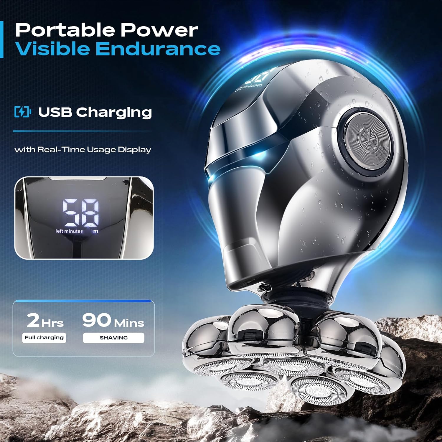 Αδιάβροχη Επαναφορτιζόμενη Κουρευτική - Ξυριστική Μηχανή με 5 Κεφαλές και Οθόνη LCD - Kemei Αδιάβροχη Επαναφορτιζόμενη Κουρευτική - Ξυριστική Μηχανή με 5 Κεφαλές και Οθόνη LCD - Kemei