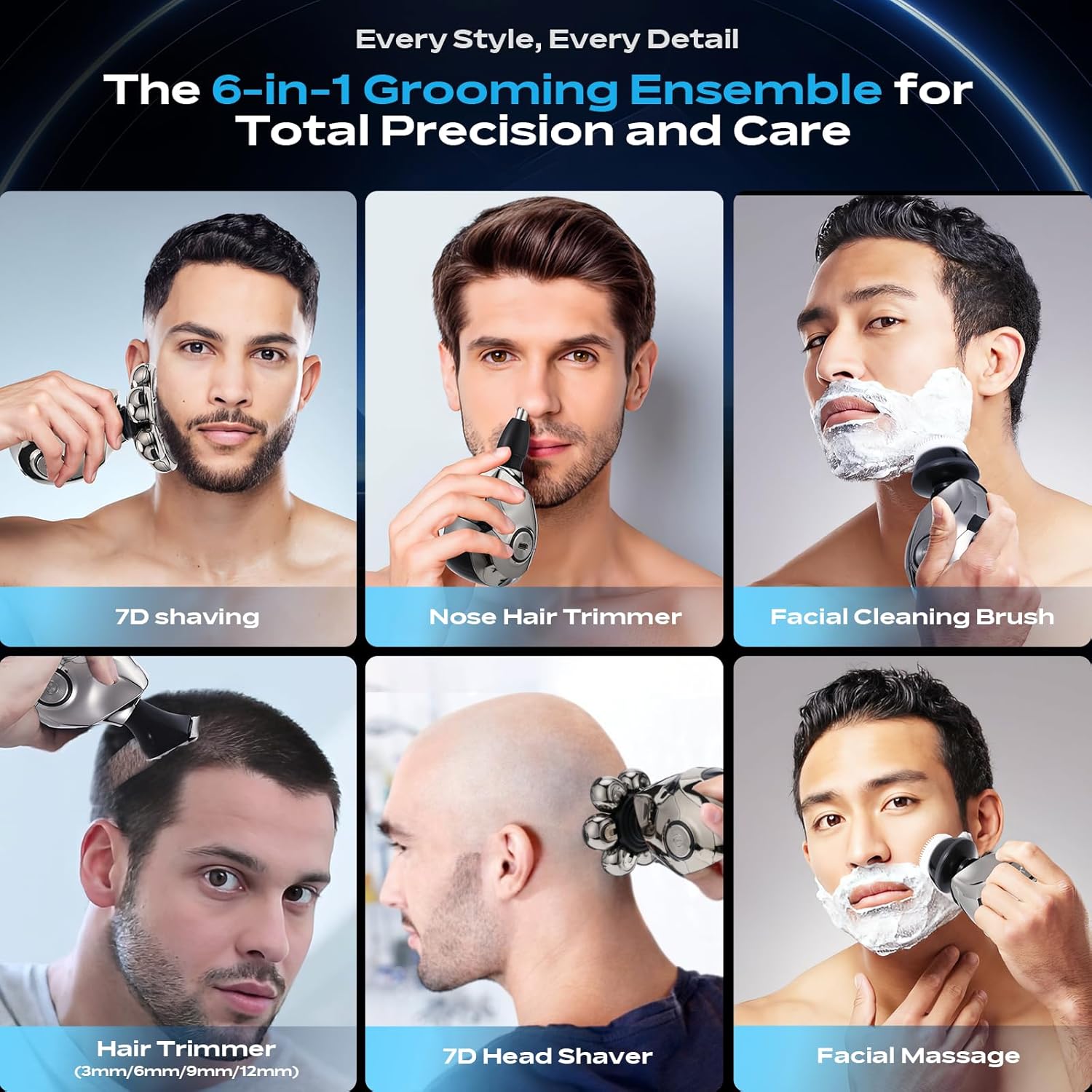 Αδιάβροχη Επαναφορτιζόμενη Κουρευτική - Ξυριστική Μηχανή με 5 Κεφαλές και Οθόνη LCD - Kemei Αδιάβροχη Επαναφορτιζόμενη Κουρευτική - Ξυριστική Μηχανή με 5 Κεφαλές και Οθόνη LCD - Kemei