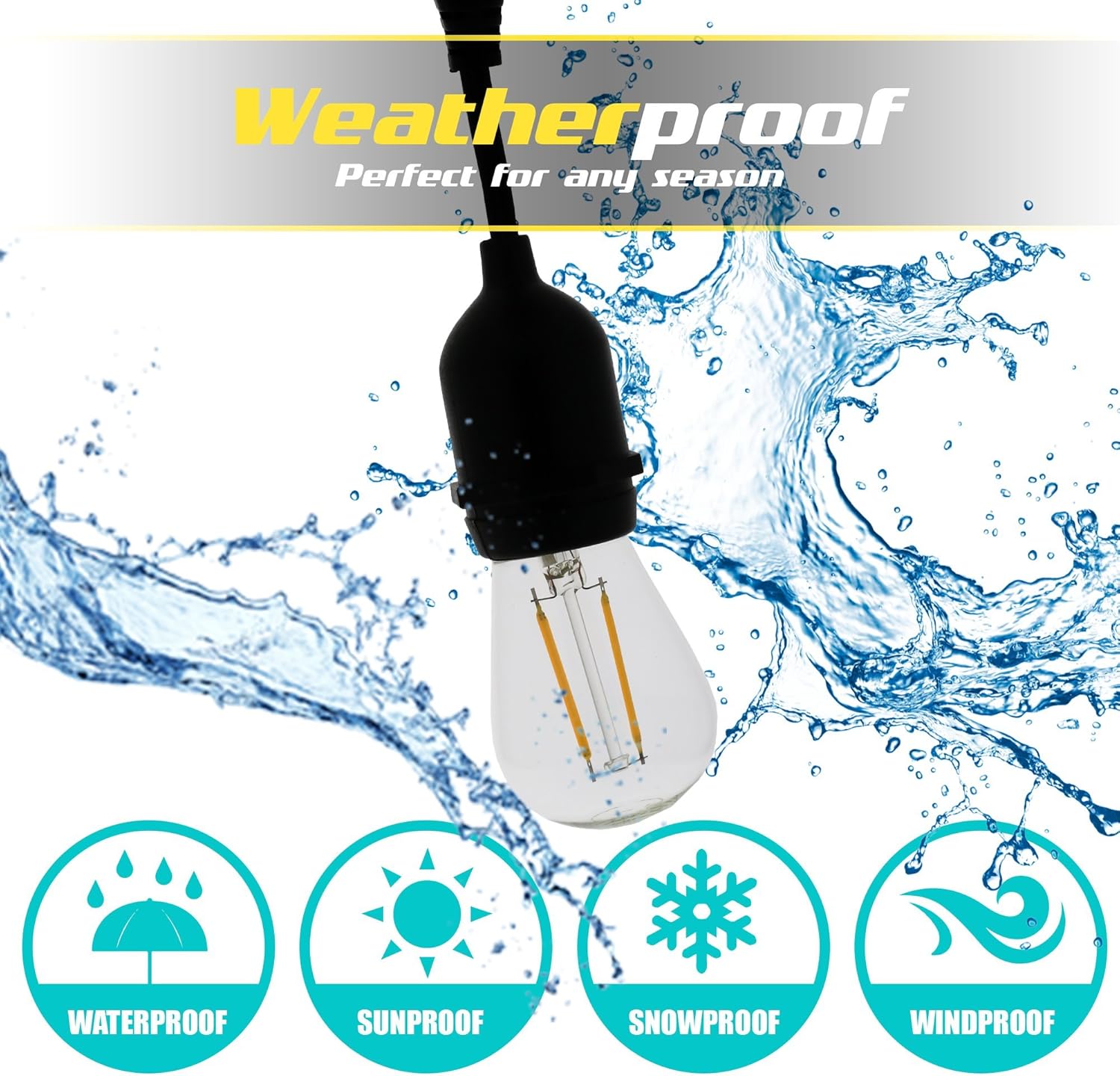 Αδιάβροχη Γιρλάντα 10 Μέτρα με 20 Διάφανες Διακοσμητικές Λάμπες LED Θερμού Λευκού Φωτισμού - Aerbes Αδιάβροχη Γιρλάντα 10 Μέτρα με 20 Διάφανες Διακοσμητικές Λάμπες LED Θερμού Λευκού Φωτισμού - Aerbes