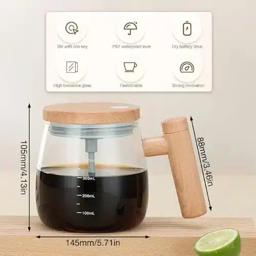 Αδιάβροχη Γυάλινη Κούπα που Ανακατεύεται Μόνη της με Ξύλινο Καπάκι και Λαβή 400ml Home Theory Αδιάβροχη Γυάλινη Κούπα που Ανακατεύεται Μόνη της με Ξύλινο Καπάκι και Λαβή 400ml Home Theory